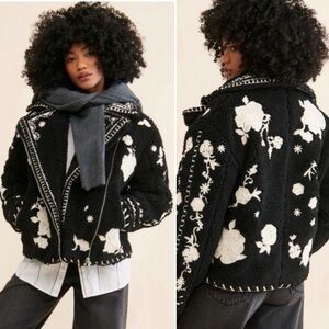 Free People Maya Sherpa Jacket, Black, size S